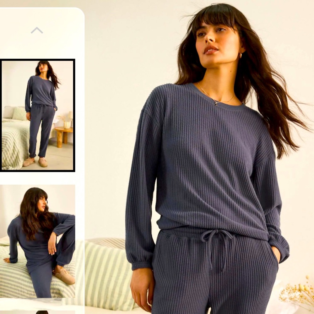 Next - NWT - Ladies Cozy Waffle Pajama/Loungewear Set, Navy, Size L